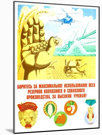 Soviet Agricultural Poster-null-Mounted Giclee Print