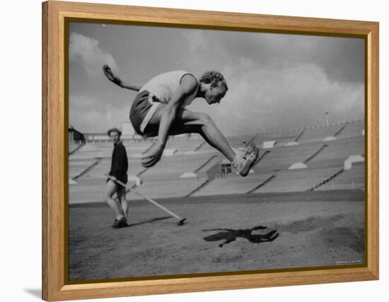 Soviet Athlete Alexandra Chundina Practicing for the Russian Olympics-Lisa Larsen-Framed Premier Image Canvas