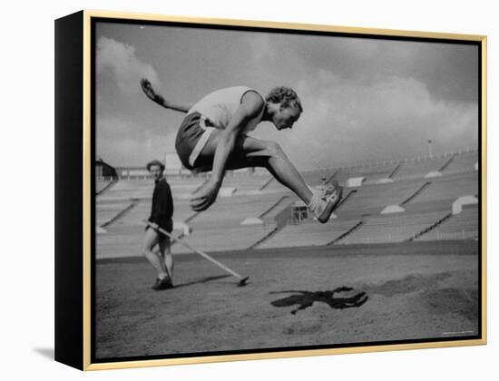 Soviet Athlete Alexandra Chundina Practicing for the Russian Olympics-Lisa Larsen-Framed Premier Image Canvas