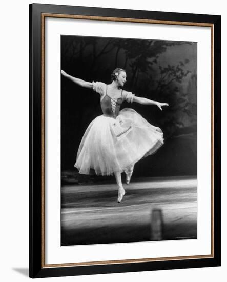 Soviet Ballerina Galina Ulanova Dancing in Title Roll of Ballet "Giselle" at the Bolshoi Theater-Howard Sochurek-Framed Premium Photographic Print