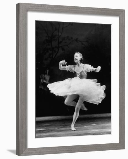 Soviet Ballerina Galina Ulanova Dancing in Title Roll of Ballet "Giselle" at the Bolshoi Theater-Howard Sochurek-Framed Premium Photographic Print