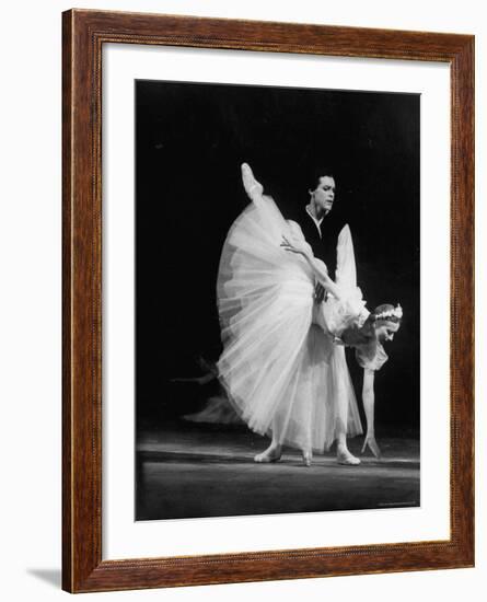 Soviet Ballerina Galina Ulanova Performing in Ballet "Giselle" at the Bolshoi Theater-Howard Sochurek-Framed Premium Photographic Print