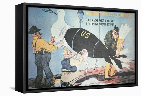 Soviet Cartoon Depicting the Usa Disguising its Nuclear Threat as the Dove of Peace-null-Framed Premier Image Canvas