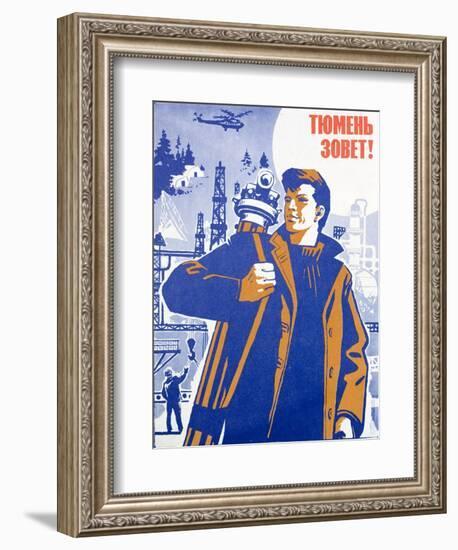 Soviet Portrait of a Surveyor in the Oil Exploration Industry-null-Framed Giclee Print