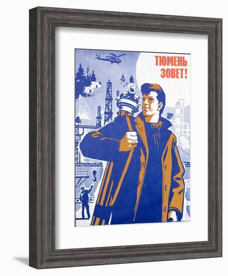 Soviet Portrait of a Surveyor in the Oil Exploration Industry-null-Framed Giclee Print