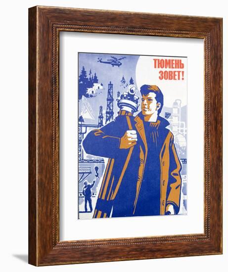 Soviet Portrait of a Surveyor in the Oil Exploration Industry-null-Framed Giclee Print