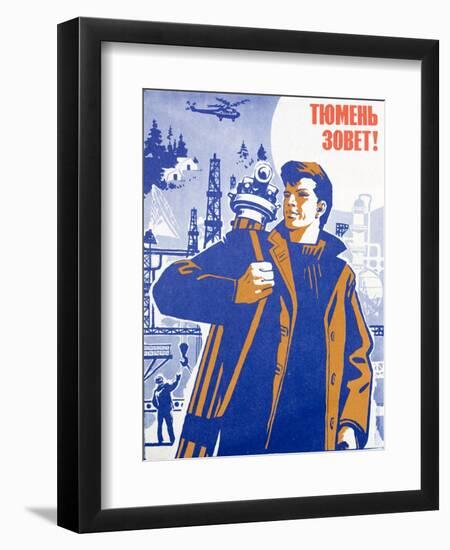 Soviet Portrait of a Surveyor in the Oil Exploration Industry-null-Framed Giclee Print