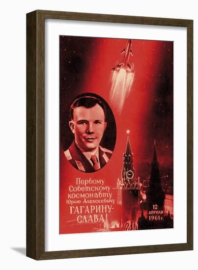 Soviet Poster Commemorating Yuri Gagarin-Detlev Van Ravenswaay-Framed Photographic Print
