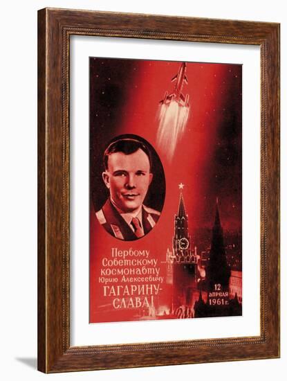 Soviet Poster Commemorating Yuri Gagarin-Detlev Van Ravenswaay-Framed Photographic Print