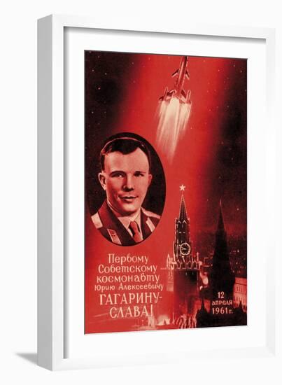 Soviet Poster Commemorating Yuri Gagarin-Detlev Van Ravenswaay-Framed Photographic Print