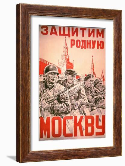 Soviet Poster Exhorting the Defence of Moscow by All its Citizens, 1940S-null-Framed Giclee Print