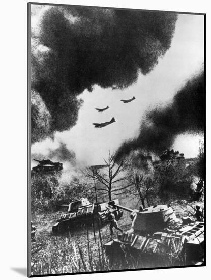 Soviet Tanks and Aircraft Launching an Attack, Russia, 1943-null-Mounted Giclee Print