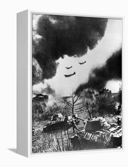 Soviet Tanks and Aircraft Launching an Attack, Russia, 1943-null-Framed Premier Image Canvas