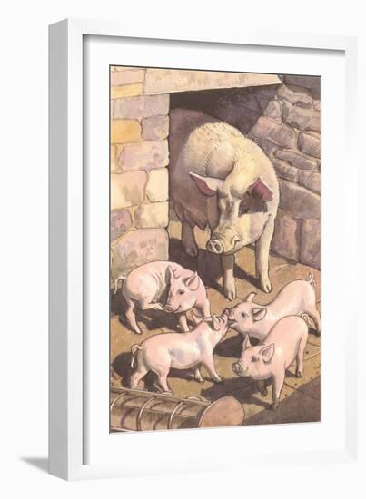 Sow and Piglets-null-Framed Art Print