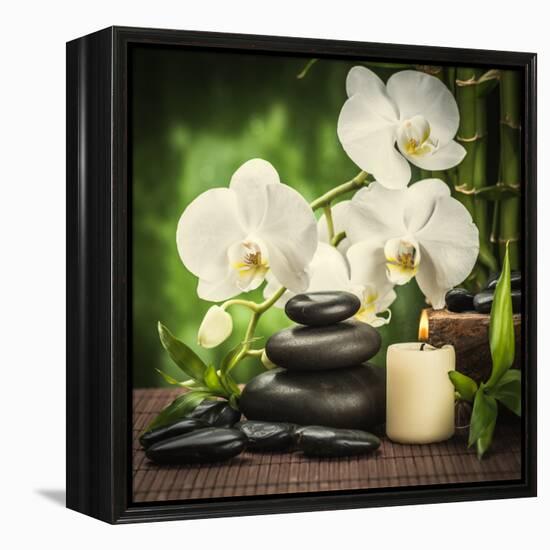 Spa Concept with Zen Basalt Stones and Orchid-scorpp-Framed Premier Image Canvas