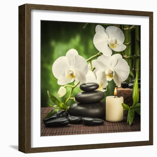 Spa Concept with Zen Basalt Stones and Orchid-scorpp-Framed Photographic Print