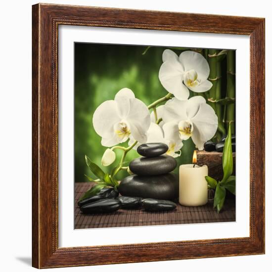 Spa Concept with Zen Basalt Stones and Orchid-scorpp-Framed Photographic Print