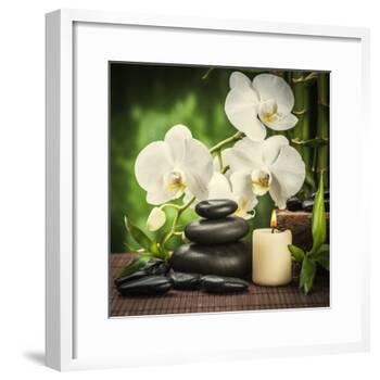 Spa Concept with Zen Basalt Stones and Orchid-scorpp-Framed Photographic Print