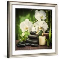 Spa Concept with Zen Basalt Stones and Orchid-scorpp-Framed Photographic Print