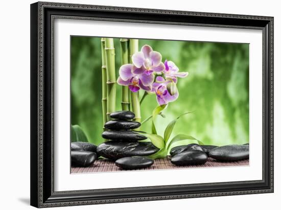 Spa Concept with Zen Basalt Stones ,Orchid and Bamboo-scorpp-Framed Photographic Print