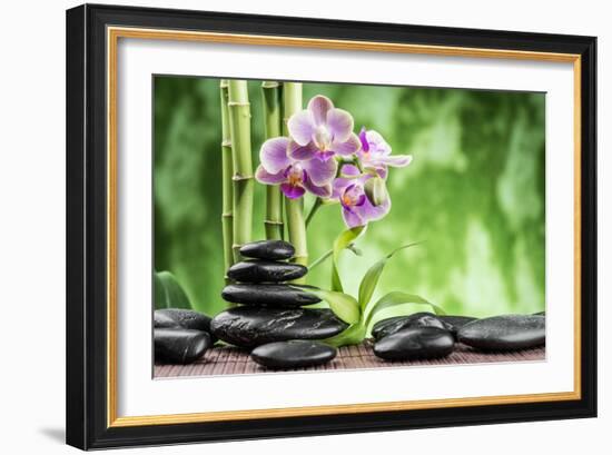 Spa Concept with Zen Basalt Stones ,Orchid and Bamboo-scorpp-Framed Photographic Print