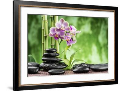 Spa Concept with Zen Basalt Stones ,Orchid and Bamboo