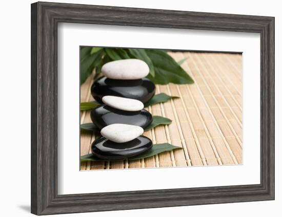 Spa Concept With Zen Stones And Leaves-alekleks-Framed Photographic Print