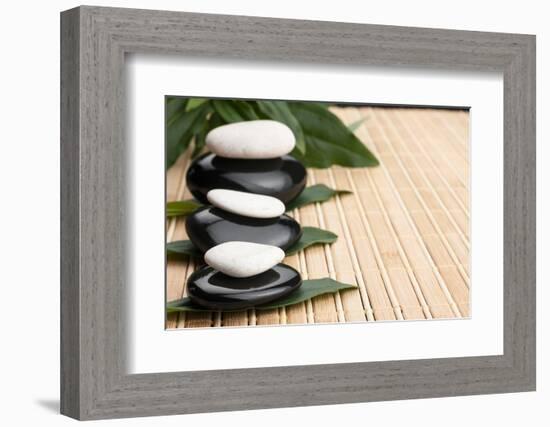 Spa Concept With Zen Stones And Leaves-alekleks-Framed Photographic Print