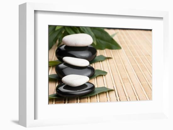 Spa Concept With Zen Stones And Leaves-alekleks-Framed Photographic Print