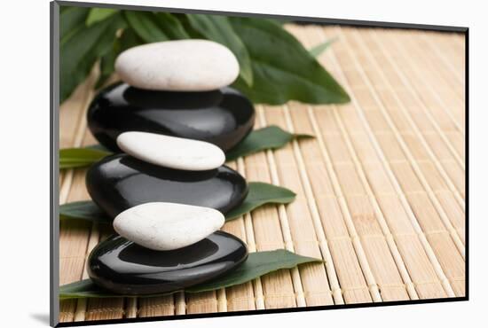 Spa Concept With Zen Stones And Leaves-alekleks-Mounted Photographic Print