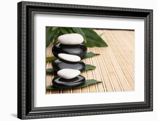 Spa Concept With Zen Stones And Leaves-alekleks-Framed Photographic Print