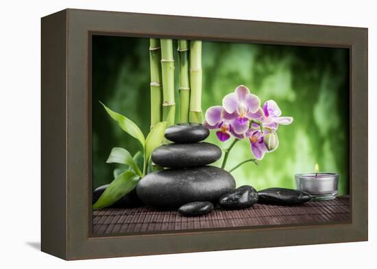 Spa Concept Zen Basalt Stones ,Orchid and Candle-scorpp-Framed Premier Image Canvas