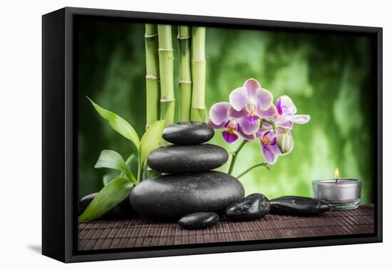 Spa Concept Zen Basalt Stones ,Orchid and Candle-scorpp-Framed Premier Image Canvas