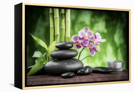 Spa Concept Zen Basalt Stones ,Orchid and Candle-scorpp-Framed Premier Image Canvas