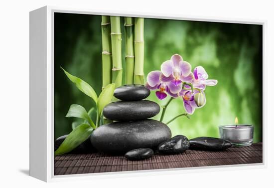 Spa Concept Zen Basalt Stones ,Orchid and Candle-scorpp-Framed Premier Image Canvas