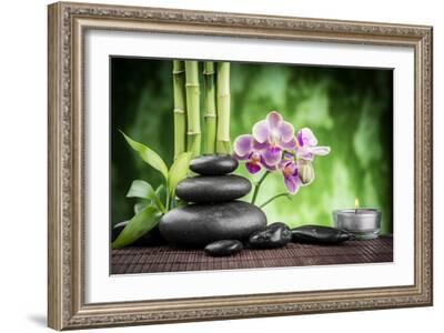 Spa Concept Zen Basalt Stones ,Orchid and Candle' Photographic