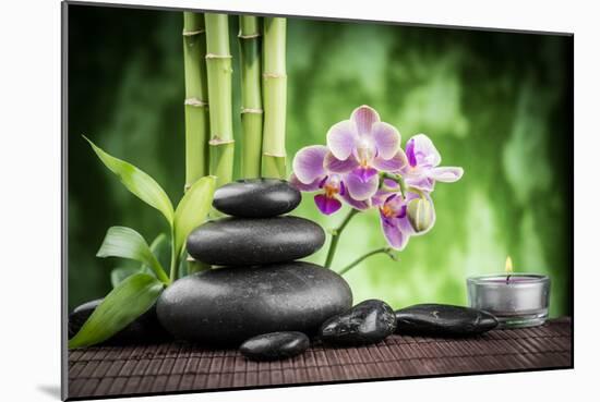 Spa Concept Zen Basalt Stones ,Orchid and Candle-scorpp-Mounted Photographic Print