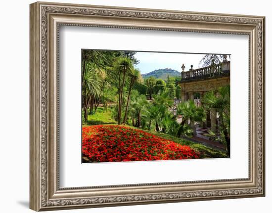 Spa Gardens with View of Montecatini Alto at Montecatini Thermal Baths, Tuscany, Italy-null-Framed Art Print