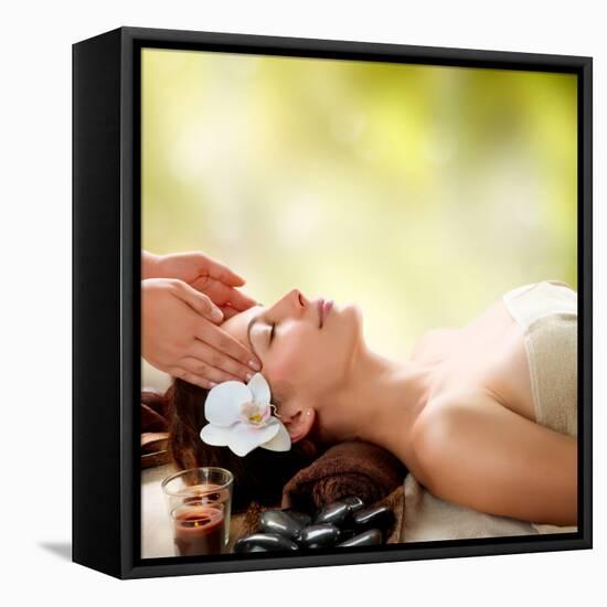 Spa Massage. Facial Massage Outdoor. Nature. Beauty Treatments-Subbotina Anna-Framed Premier Image Canvas