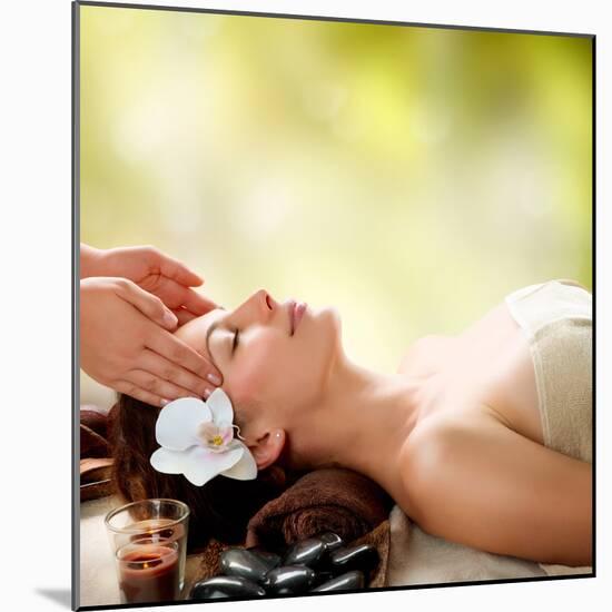 Spa Massage. Facial Massage Outdoor. Nature. Beauty Treatments-Subbotina Anna-Mounted Photographic Print