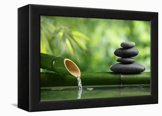 Spa Still Life With Bamboo Fountain And Zen Stone-Liang Zhang-Framed Premier Image Canvas