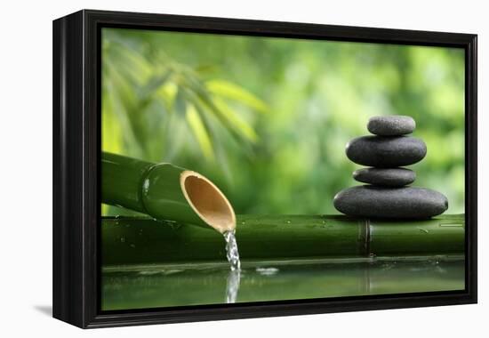 Spa Still Life With Bamboo Fountain And Zen Stone-Liang Zhang-Framed Premier Image Canvas