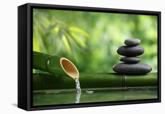 Spa Still Life With Bamboo Fountain And Zen Stone-Liang Zhang-Framed Premier Image Canvas