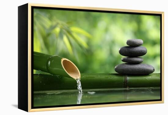 Spa Still Life With Bamboo Fountain And Zen Stone-Liang Zhang-Framed Premier Image Canvas