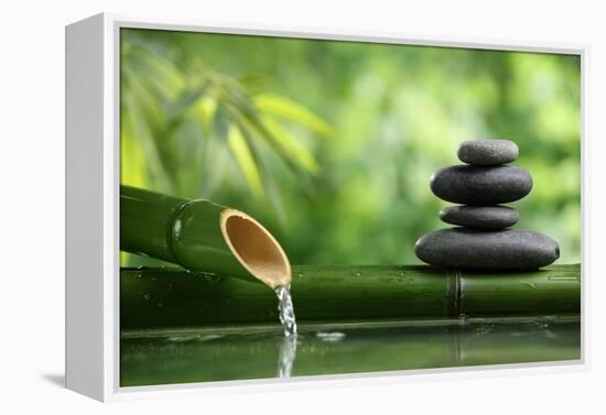 Spa Still Life With Bamboo Fountain And Zen Stone-Liang Zhang-Framed Premier Image Canvas