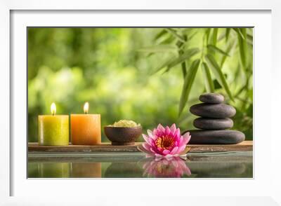 Zen Spa With Floating Candle And Jigsaw Puzzle