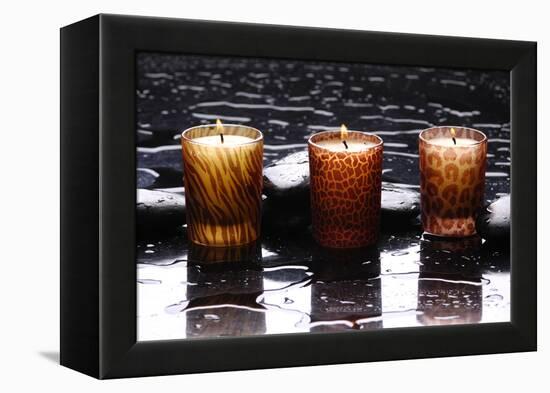 Spa Still Life with Candle Perfect Flames in Water Drops-crystalfoto-Framed Premier Image Canvas