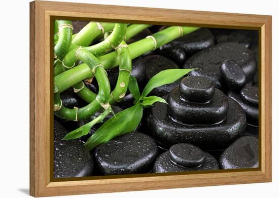 Spa Still Life with Hot Stones and Bamboo-egal-Framed Premier Image Canvas
