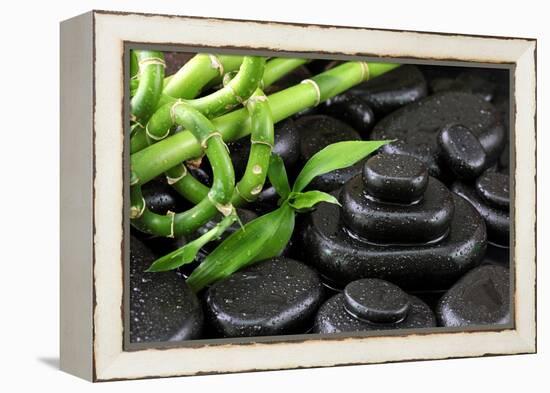 Spa Still Life with Hot Stones and Bamboo-egal-Framed Premier Image Canvas