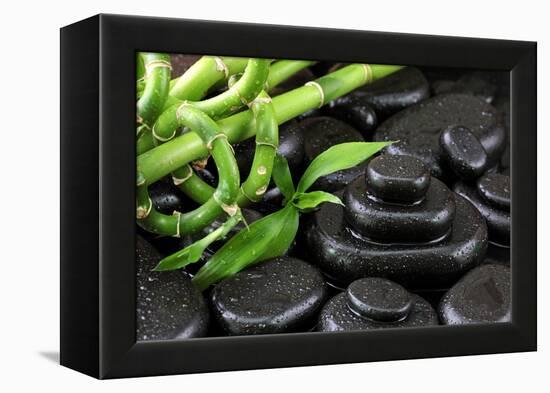 Spa Still Life with Hot Stones and Bamboo-egal-Framed Premier Image Canvas